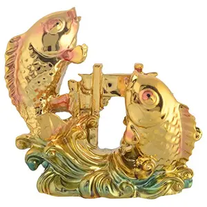 Double Fish Dragon Gate Showpiece (Gold 7 cm x 3 cm x 8 cm)