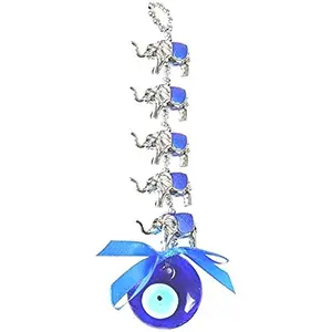 5 Elephant Evil Eye for Wall Car and Door Hanging for Good Luck and Prosperity (Multicolour)