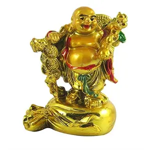 Laughing Buddha with Coin Chain (8 cm x 8.5 cm x 6 cm)