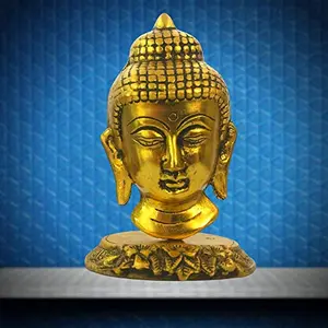 Gautam Buddha Statue for Home Decor Aluminum Showpiece Brass Color