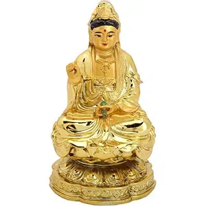 Lady Buddha Goddess of Mercy and Idol Sculpture Statue Murti Showpiece Multicolor and Size 12 cm