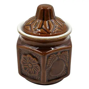 Ceramic/Stoneware martban in (Medium Size) (1 Pc) - 500 ml Ceramic Pickle Container Oil Container Spice Container Egg Container Tea Coffee & Sugar Grocery Container Utility Box