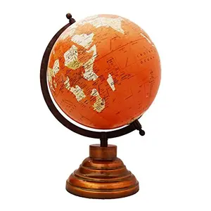 8" Orange Unique Antiique Look Geographic Educational Globe with Stand - Perfect for Home, Office & Classroom By Globes Hub