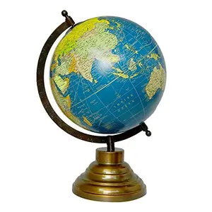 8" Sky Blue Unique Antiique Look Geographic Educational Globe with Stand - Perfect for Home, Office & Classroom By Globes Hub