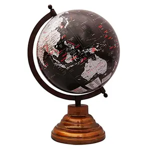 8" Black & White Unique Antiique Look Geographic Educational Globe with Stand - Perfect for Home, Office & Classroom By Globes Hub