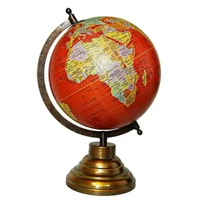 8" Unique Antiique Look - Orange Geographic Educational Globe with Stand - Perfect for Home, Office & Classroom By Globes Hub