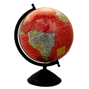 8" Unique Antiique Look Red Geographic Educational Globe with Stand - Perfect for Home, Office & Classroom By Globes Hub