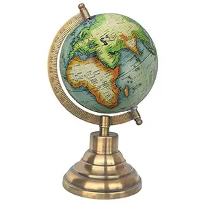 5" Sea Green Multicolour Educational, Antique Globe with Brass Antique Arc and Base , World Globe , Home Decor , Office Decor , Gift Item By Globes Hub