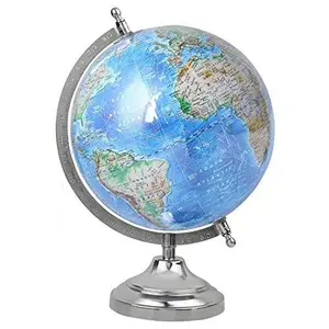 8" Physical Globe Laminated Sky Educational, Antique Globe with Chrome Finish Arc and Base , World Globe , Home Decor , Office Decor , Gift Item By Globes Hub