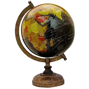 11.7" Desktop Rotating Globe World Earth Black Ocean Geography Table Decor - Perfect for Home, Office & Classroom By Globes Hub