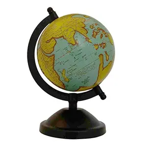 5" Unique Antiique Look light blue & yellow Geographic Educational Globe with Stand - Perfect for Home, Office & Classroom By Globes Hub