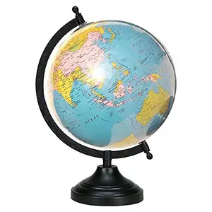 8" Educational Sky Blue Laminated World Globe , Political Globe, Gift Item , Ultimate Globes for Students,Kids to Study , Office Desktop Globe , Centerpiece By Globes Hub
