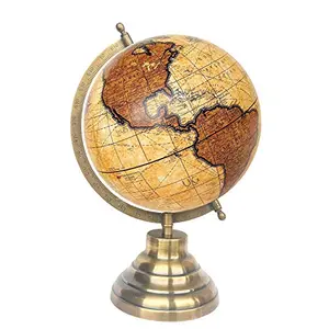 8" Antique Brown Yellow Educational, Antique Globe with Brass Antique Arc and Base , World Globe , Home Decor , Office Decor , Gift Item By Globes Hub