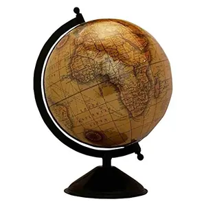8" Unique Antiique Look glossy brown Geographic Educational Globe with Stand - Perfect for Home, Office & Classroom By Globes Hub
