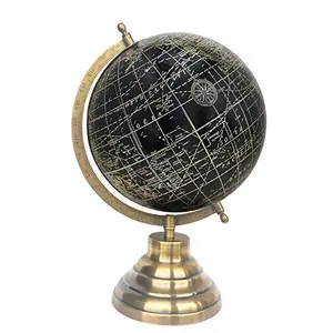 8" Black Gold Educational, Antique Globe with Brass Antique Arc and Base , World Globe , Home Decor , Office Decor , Gift Item By Globes Hub