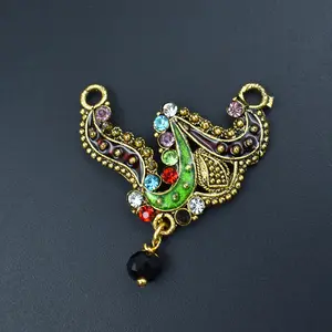 Gold Plated W Shape With Colorful Gems Tanmaniya