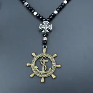 Stylish Anchor with Rudder Metal Pendant Fashion Necklace