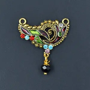 Gold Plated Leaf Style Tanmaniya Mangalsutra with Colourful Gems Art 6