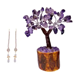Women's Gold Plated Long Earring with beautiful Clear Stone Party Wear With AMETHYST MSEAL TREE-60 DANA