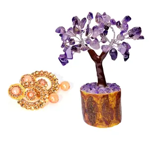 Women's Gold Plated Earring with beautiful Pink Pearl & Stone Party Wear With AMETHYST MSEAL TREE-60 DANA