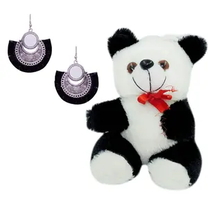 Women's Oxidized Earring with Mirror & Black Thread Party Wear Naughty Black & White Panda