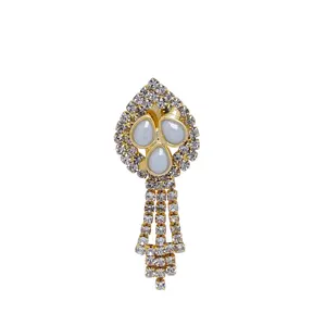 Pearl Leaf with Semi-Precious Cubic Zirconia Brooch (Pack of 2)