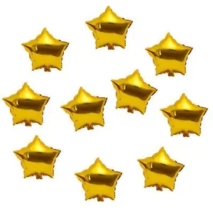 Pack of 10 Golden Star Shape Foil Balloons for Brthday Parties (Golden Star 10)