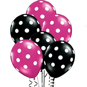 Pack of 50 ( 25 Pink + 25 Black ) Polka Dot Balloons for Party Decoration