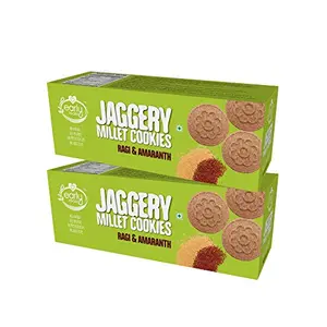 Pack of 2 - Organic Ragi & Amaranth Jaggery Cookies 150g X 2 | Healthy Ragi Biscuits