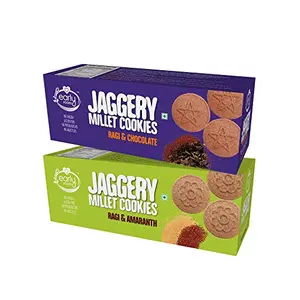 Assorted Pack of 2 - Ragi Amaranth & Ragi Choco Jaggery Cookies X 2 | Healthy Ragi Biscuits