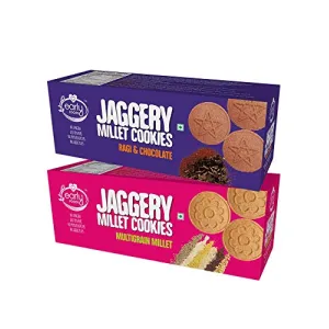 Assorted Pack of 2 - Multigrain Millet & Ragi Choco Jaggery Cookies X 2 | Millet Biscuits