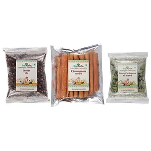 Fine Herbs Speciality Handpicked Spices Combo ( 1 Cloves (50g x 1) Cinnamon (50g x 1) Green Elaichi (50g x 1) )
