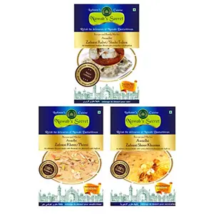 Nawab's Secret Awadhi Desserts Combo Shahi Tukra/Rabri Zafrani Sheer Khurma and Kheer / Phirni Mix (Pack of 3)