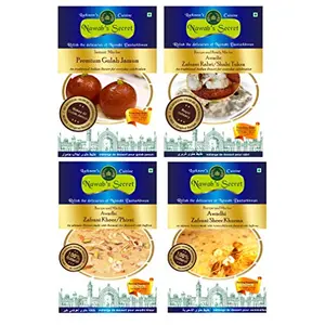 Nawab's Secret Dessert Combo( Premium Gulab JamunShahi Tukra/Rabri Sheer Khurma and Kheer/Phirni Mix (Pack of 4)