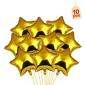 10Pcs Golden Star Foil Balloon 17" Size for Brthday Decoration Items for BoysGirlsHusband Or Wife