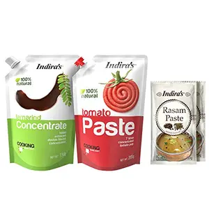 Combo Tamarind Concentrate (150gPack of 1) with Tomato Paste (200gPack of 1) and Instant Pepper Rasam Paste (50g EachPack of 2)