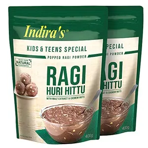 Ragi Huri Hittu - Teens & Kids Special Popped Ragi Flour with Cashew Nuts Malt Spices (400g Pack of 2) Ragi Malt Mix Instant Ragi Porridge Mix Ragi Laddu Mix