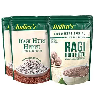 Combo Ragi Huri Hittu or Popped Powder (400g EachPack of 2) and Special Ragi Huri Hittu or Popped Powder with Malt Extract and Cashew Nuts (400gPack of 1)