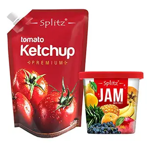 Splitz Combo Tomato Ketchup (950gPack of 1) and Splitz Mixed Fruit Jam (300gPack of 1)