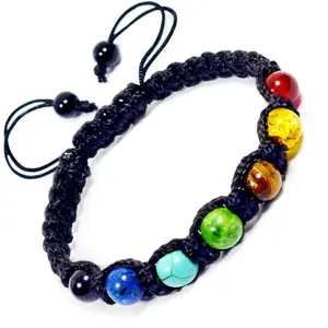 Reiki Crystal Products Natural 7 Chakra Bracelet Crystal Stone Thread Bracelet for Reiki Healing and Crystal Healing Stones