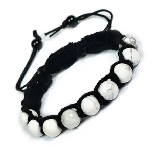 Reiki Crystal Products Natural Howlite Bracelet Crystal Stone Thread Bracelet for Reiki Healing and Crystal Healing Stones