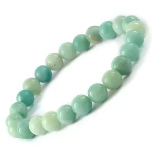 Reiki Crystal Products Natural AA Amazonite Bracelet Crystal Stone 8mm Round Bead Bracelet for Reiki Healing and Crystal Healing Stones
