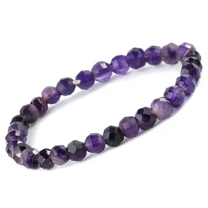 Reiki Crystal Products Natural Amethyst Bracelet Crystal Stone 6mm Faceted Bracelet for Reiki Healing and Crystal Healing Stones