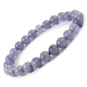 Reiki Crystal Products Natural Angelite Bracelet Crystal Stone 8mm Round Bead Bracelet for Reiki Healing and Crystal Healing Stones