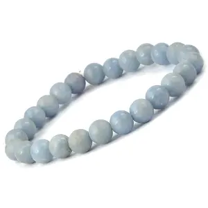 Reiki Crystal Products Natural Angelite Dyed Bracelet Crystal Stone 8mm Round Bead Bracelet for Reiki Healing and Crystal Healing Stones