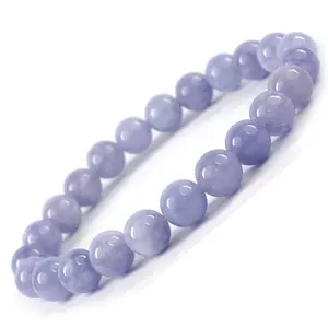 Reiki Crystal Products Natural Blue Lace Agate Bracelet Crystal Stone 8mm Round Bead Bracelet for Reiki Healing and Crystal Healing Stones