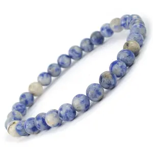 Reiki Crystal Products Natural Sodalite Bracelet Crystal Stone 6 mm Round Bead Bracelet for Reiki Healing and Crystal Healing Stones