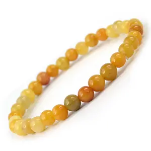 Reiki Crystal Products Natural Yellow Jasper Bracelet Crystal Stone 6 mm Round Bead Bracelet for Reiki Healing and Crystal Healing Stones