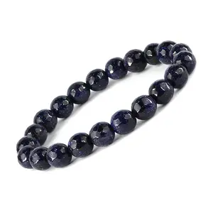 Reiki Crystal Products Natural Goldstone Blue Bracelet Crystal Stone 10mm Faceted Bracelet for Reiki Healing and Crystal Healing Stones