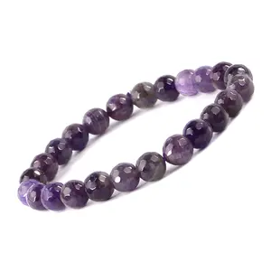 Reiki Crystal Products Natural Amethyst Bracelet Crystal Stone 8mm Faceted Bracelet for Reiki Healing and Crystal Healing Stones